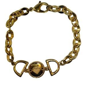 MASSI Womens Heart Vintage Gold Plated Chain Link Vintage Bracelet 8”